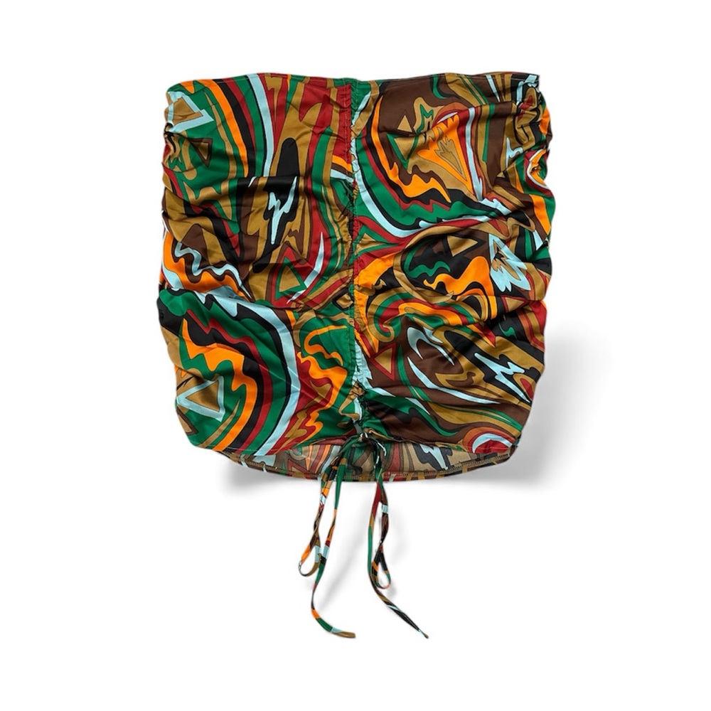 NWT PrettyLittleThing Plus Abstract Ruched Front Skirt Size 20 Multicolor - Picture 3 of 11